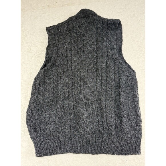 CARRAIG DONN Men's Aran Charcoal Gray Wool Sweater Size Large Ireland Dad - Picture 3 of 7
